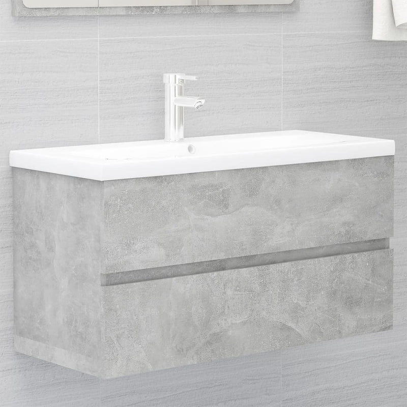 Bathroom Furniture Set Concrete Grey Engineered Wood