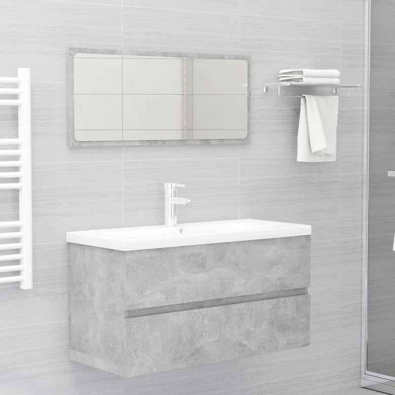 Bathroom Furniture Set Concrete Grey Engineered Wood