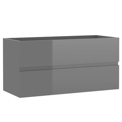 Bathroom Furniture Set High Gloss Grey Engineered Wood