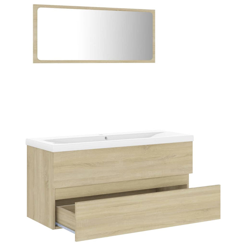 Bathroom Furniture Set Sonoma Oak Engineered Wood