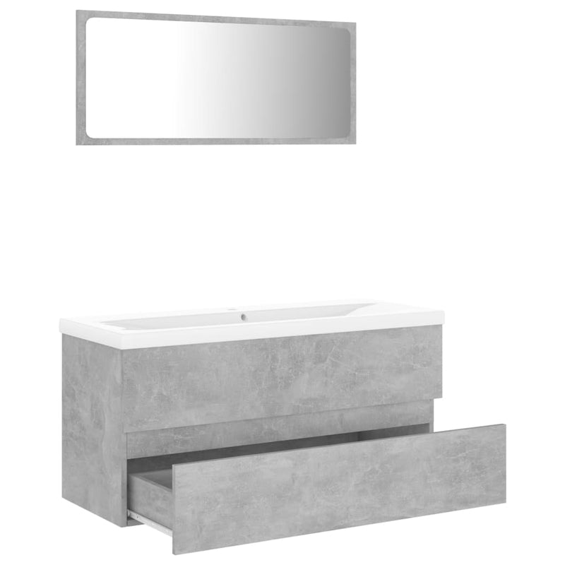 Bathroom Furniture Set Concrete Grey Engineered Wood