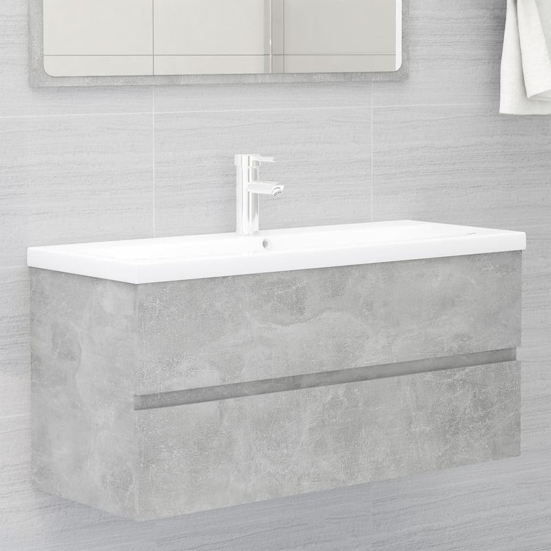 Bathroom Furniture Set Concrete Grey Engineered Wood