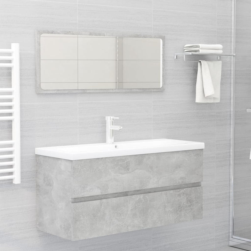 Bathroom Furniture Set Concrete Grey Engineered Wood