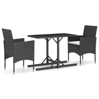 3 Piece Garden Dining Set Black