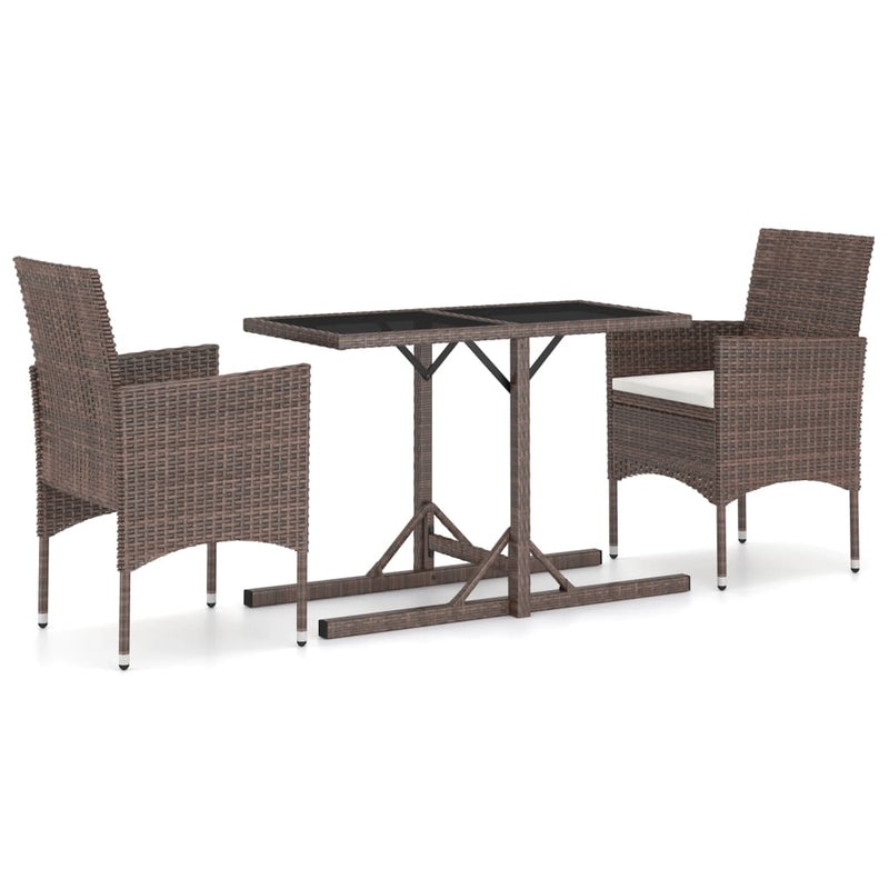 3 Piece Garden Dining Set Brown