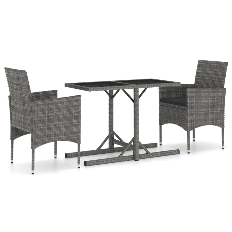 3 Piece Garden Dining Set Grey