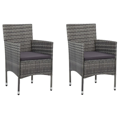 3 Piece Garden Dining Set Grey