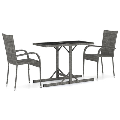 3 Piece Garden Dining Set Grey