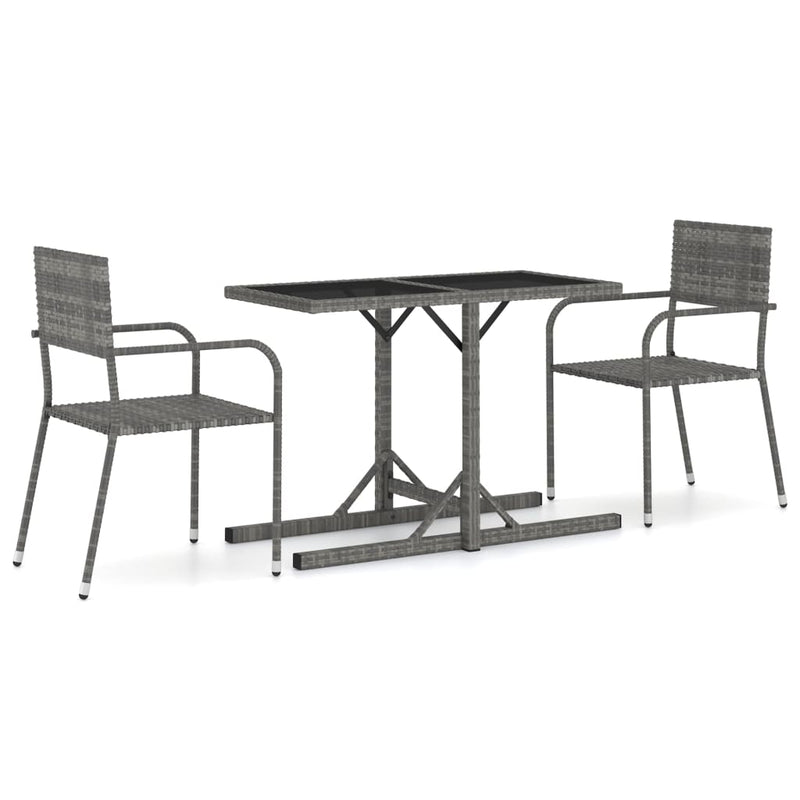 3 Piece Garden Dining Set Grey