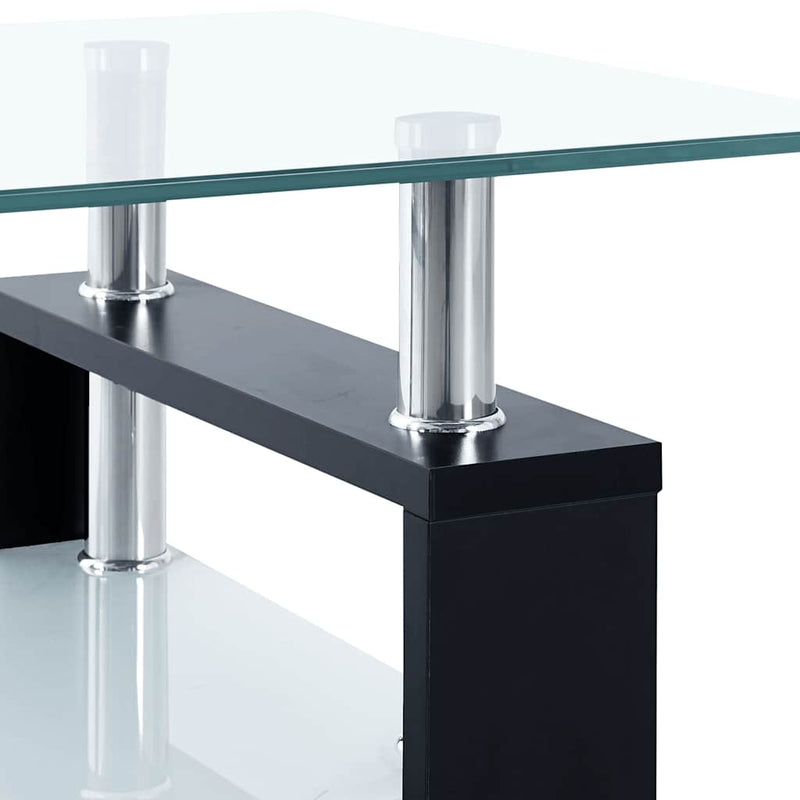 Coffee Table Black and Transparent 95x55x40 cm Tempered Glass