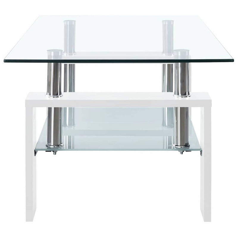 Coffee Table White and Transparent 95x55x40 cm Tempered Glass