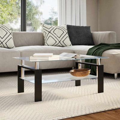 Coffee Table Grey and Transparent 95x55x40 cm Tempered Glass