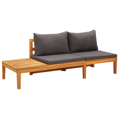 Garden Bench with Table Dark Grey Cushions Solid Acacia Wood