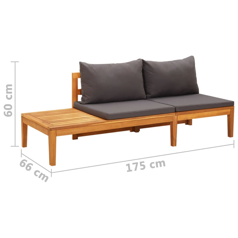 Garden Bench with Table Dark Grey Cushions Solid Acacia Wood