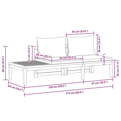 Garden Bench with Table Dark Grey Cushions Solid Acacia Wood