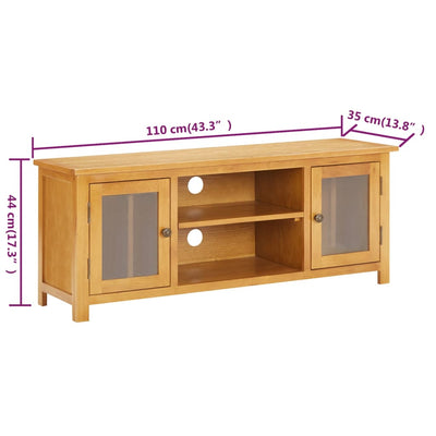 TV Cabinet 110x35x44 cm Solid Oak Wood