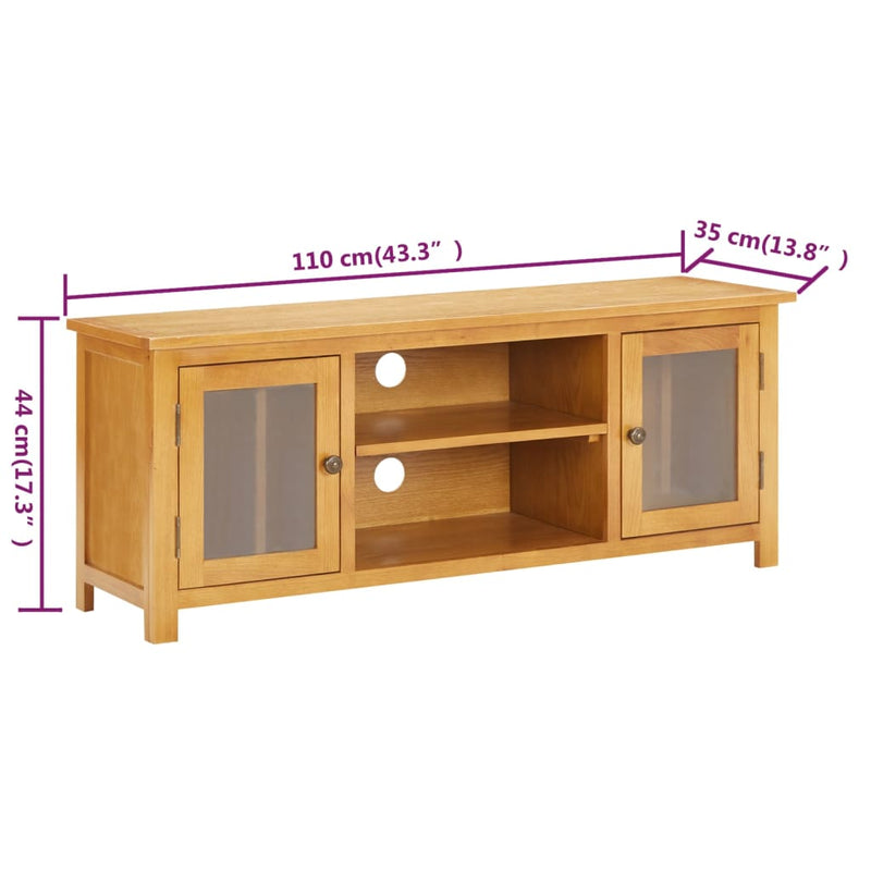 TV Cabinet 110x35x44 cm Solid Oak Wood