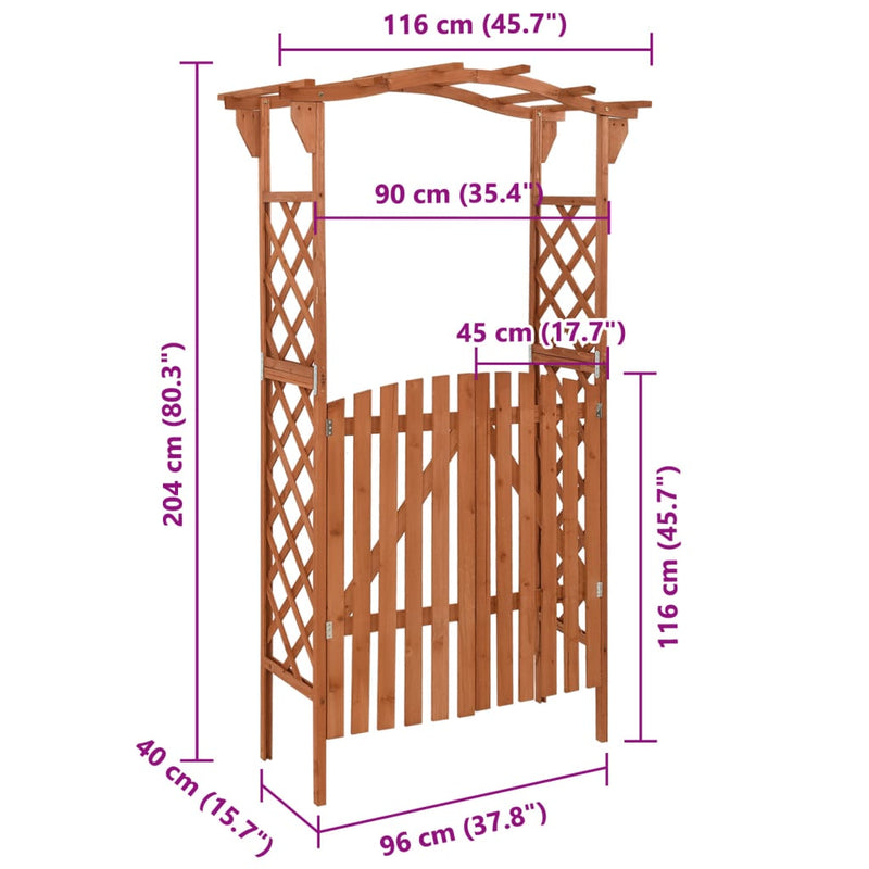 Pergola with Gate 116x40x204 cm Solid Firwood