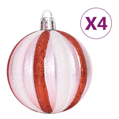 65 Piece Christmas Bauble Set Pink/Red/White