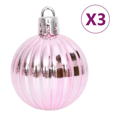 65 Piece Christmas Bauble Set Pink/Red/White