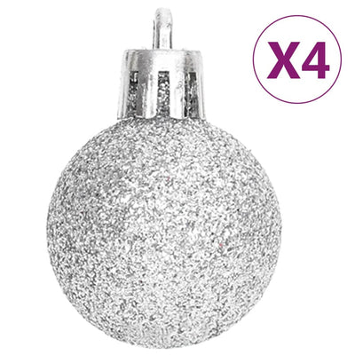 70 Piece Christmas Bauble Set Silver and White