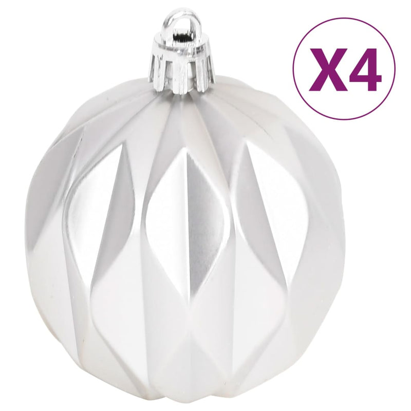 70 Piece Christmas Bauble Set Silver and White