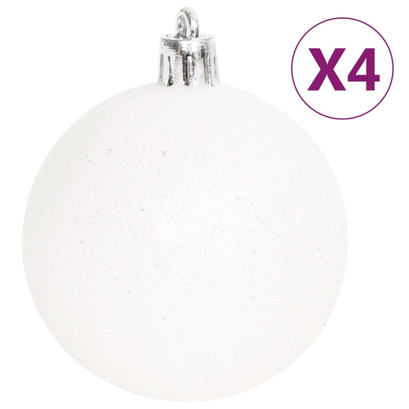 70 Piece Christmas Bauble Set Silver and White