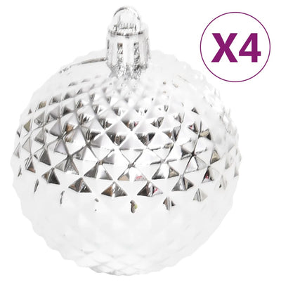 70 Piece Christmas Bauble Set Silver and White