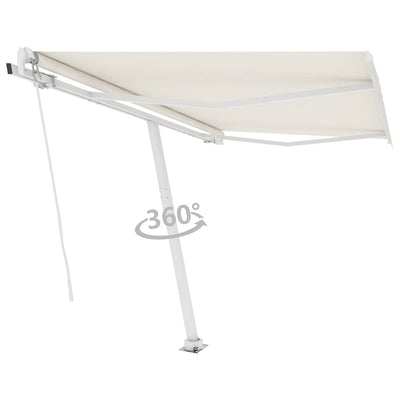 Freestanding Manual Retractable Awning 300x250 cm Cream