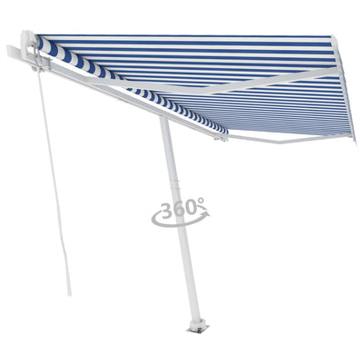 Freestanding Manual Retractable Awning 400x300 cm Blue/White