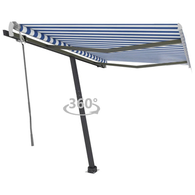 Freestanding Manual Retractable Awning 300x250 cm Blue/White