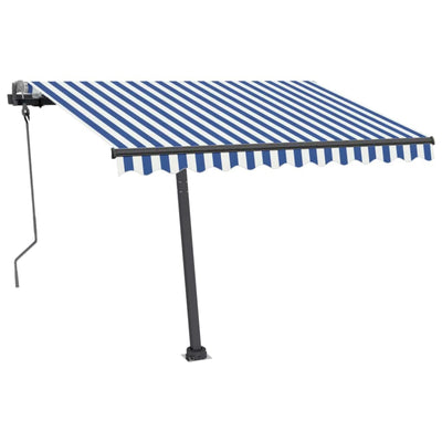 Freestanding Manual Retractable Awning 300x250 cm Blue/White