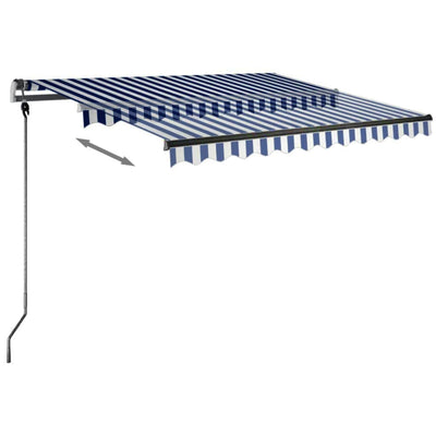 Freestanding Manual Retractable Awning 300x250 cm Blue/White