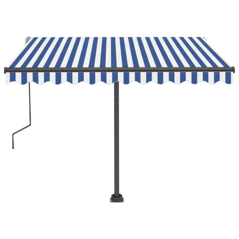 Freestanding Manual Retractable Awning 300x250 cm Blue/White