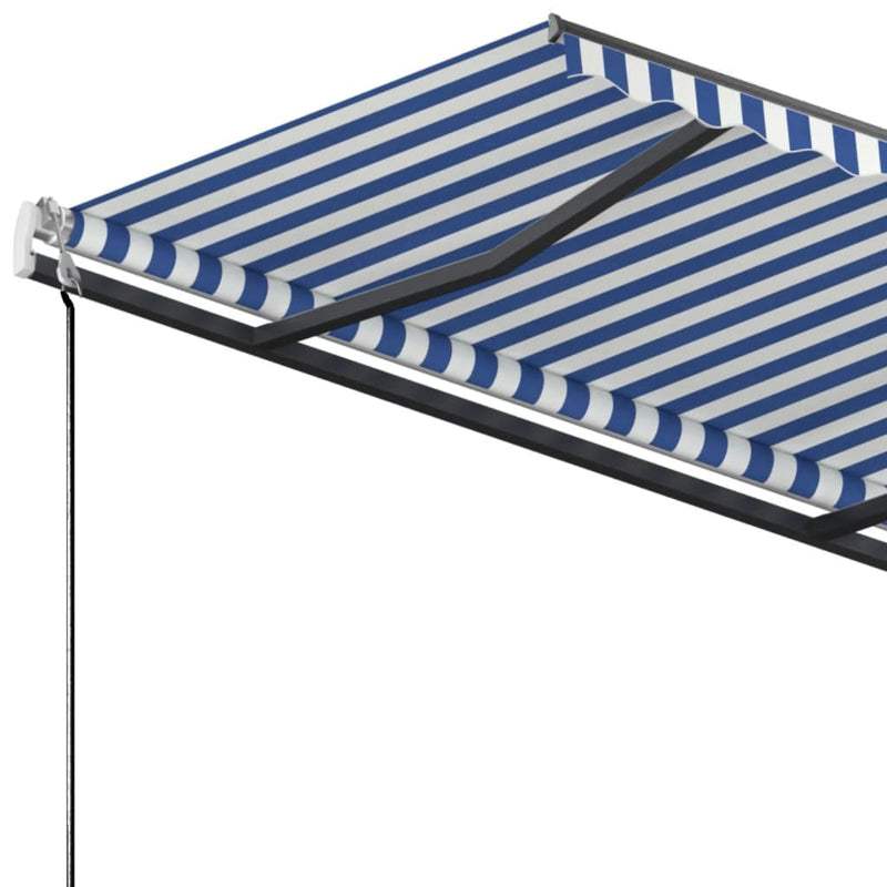 Freestanding Manual Retractable Awning 300x250 cm Blue/White