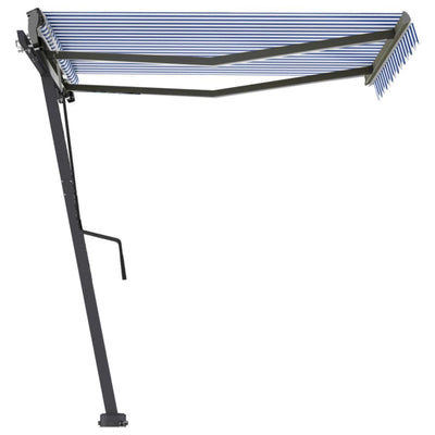 Freestanding Manual Retractable Awning 350x250 cm Blue/White