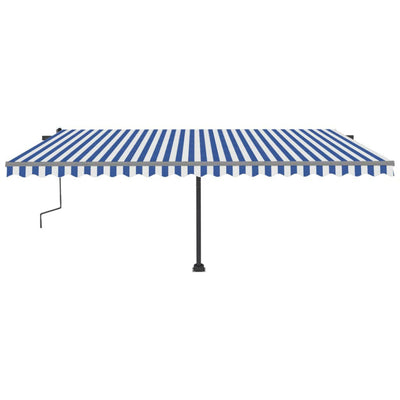 Freestanding Manual Retractable Awning 500x300 cm Blue/White