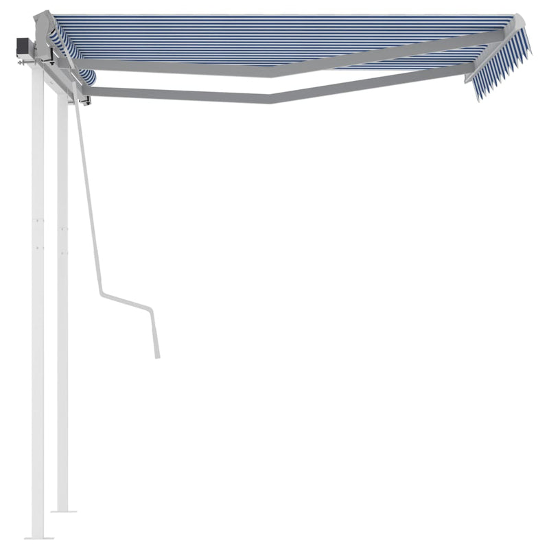 Manual Retractable Awning with Posts 3x2.5 m Blue and White