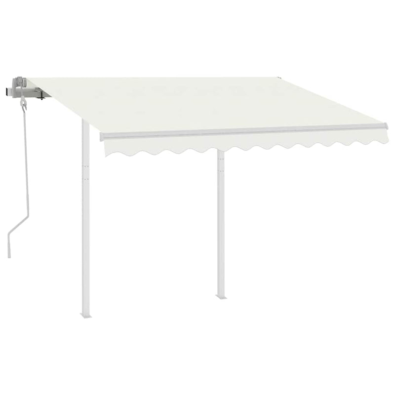 Manual Retractable Awning with Posts 3x2.5 m Cream