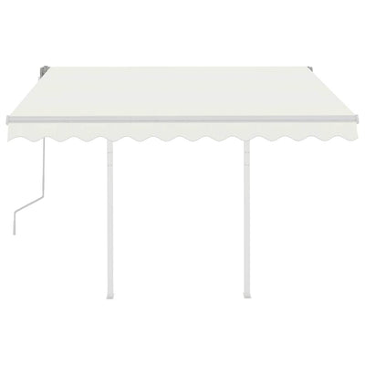 Manual Retractable Awning with Posts 3x2.5 m Cream