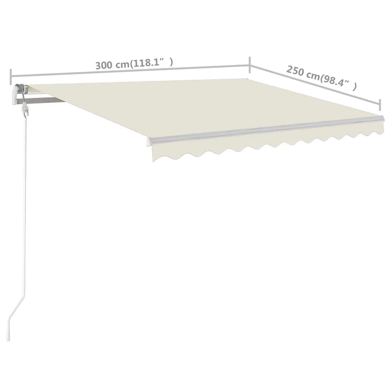 Manual Retractable Awning with Posts 3x2.5 m Cream