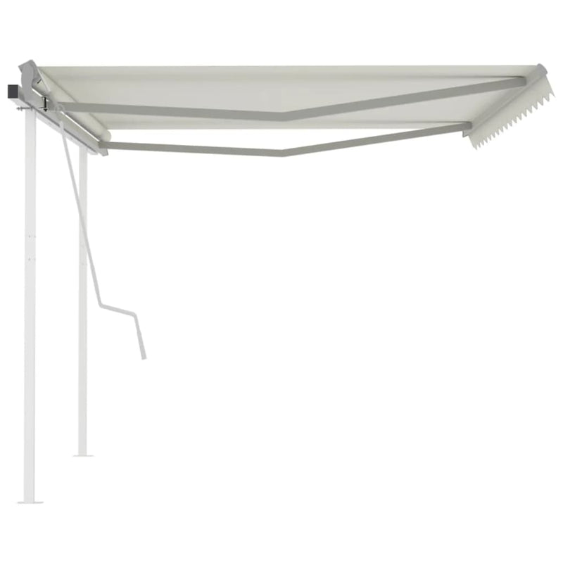 Manual Retractable Awning with Posts 4x3 m Cream