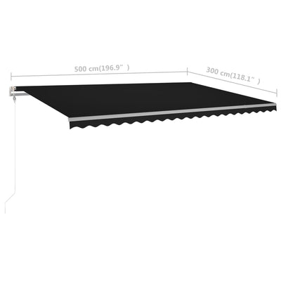 Manual Retractable Awning with Posts 5x3 m Anthracite