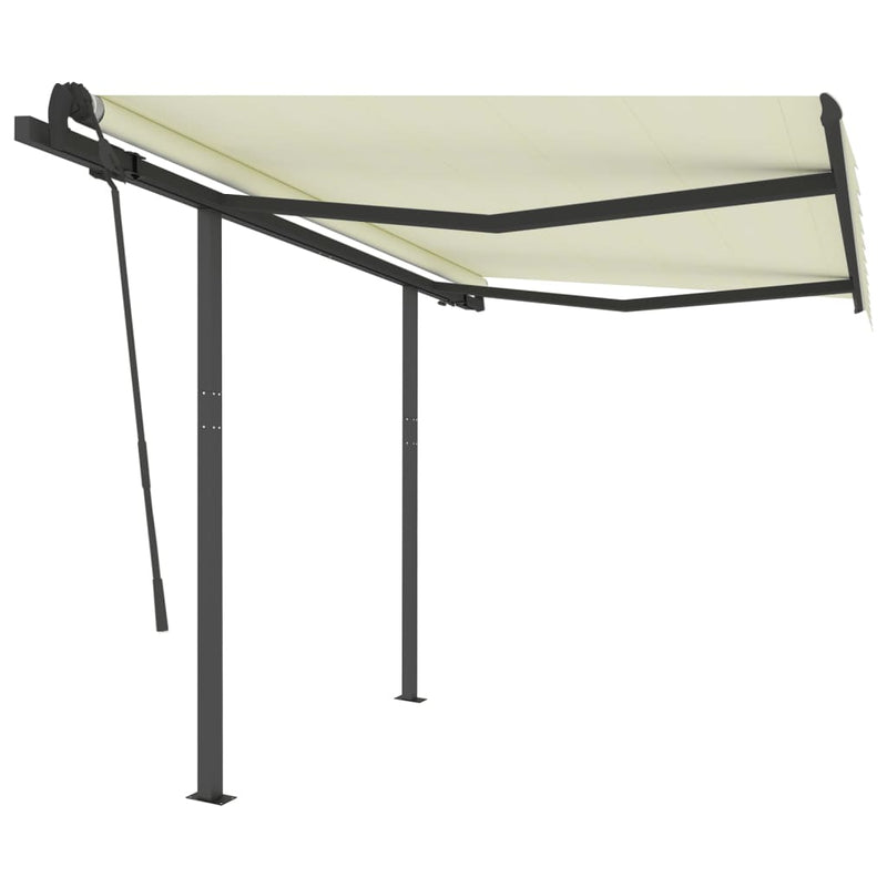 Manual Retractable Awning with Posts 3x2.5 m Cream