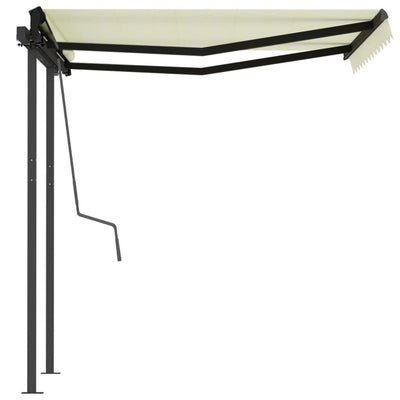 Manual Retractable Awning with Posts 3x2.5 m Cream