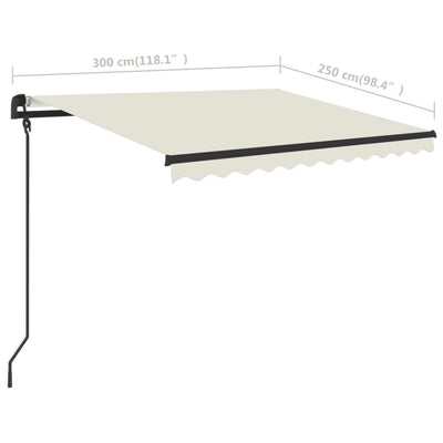 Manual Retractable Awning with Posts 3x2.5 m Cream