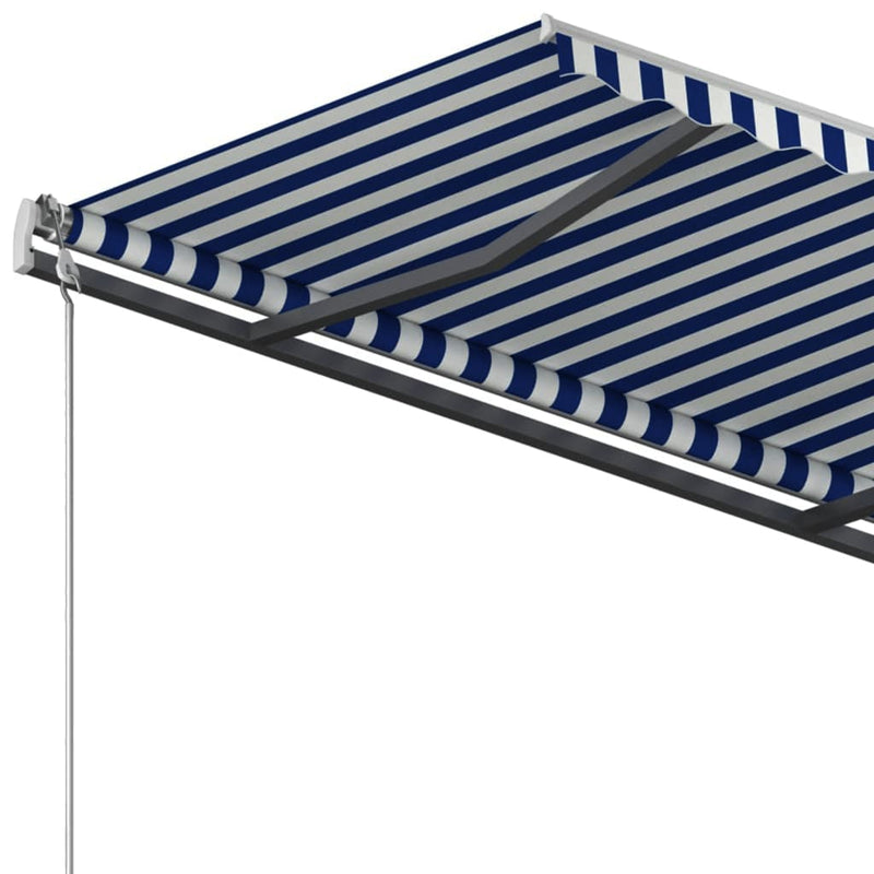 Manual Retractable Awning with Posts 3.5x2.5 m Blue and White