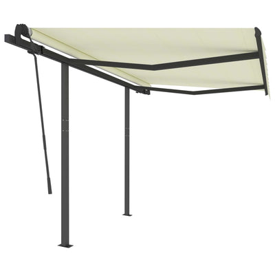 Manual Retractable Awning with Posts 3.5x2.5 m Cream