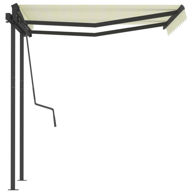 Manual Retractable Awning with Posts 3.5x2.5 m Cream