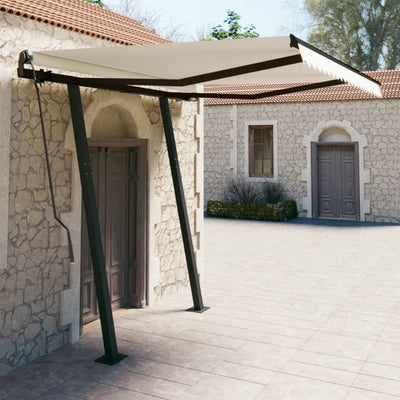 Manual Retractable Awning with Posts 3.5x2.5 m Cream